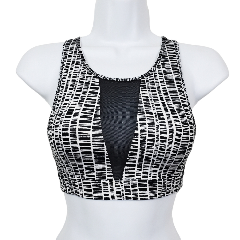 Victoria's Secret VSX Sport Black White High Neck Mesh Inset Sports Bra Size XS